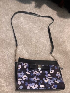 kate spade Black Crossbody Bag with Purple Floral Print